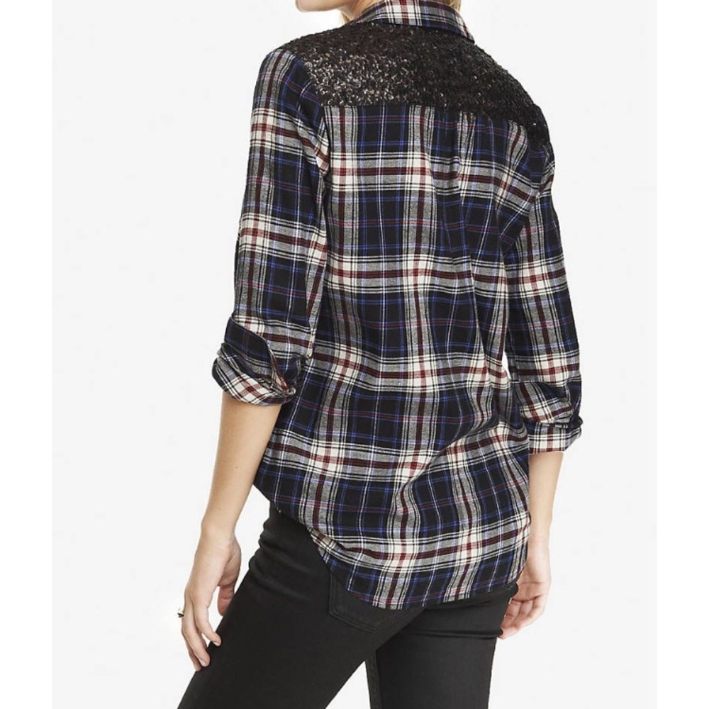 Express Boyfriend Plaid Top